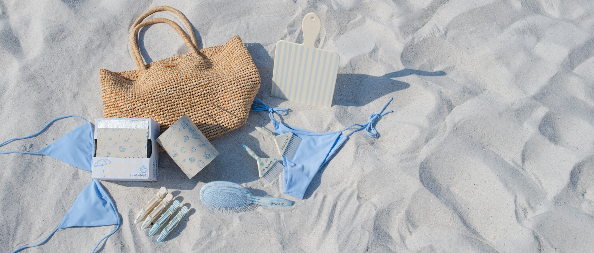 Full Beach Bum collection on the sand