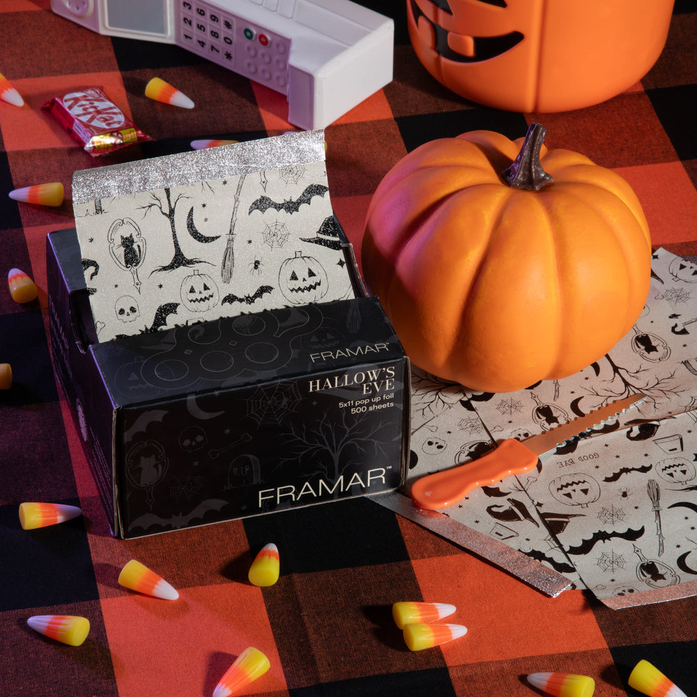 Hallow’s Eve 5x11 pop-up foil dispenser with pre-folded printed sheets