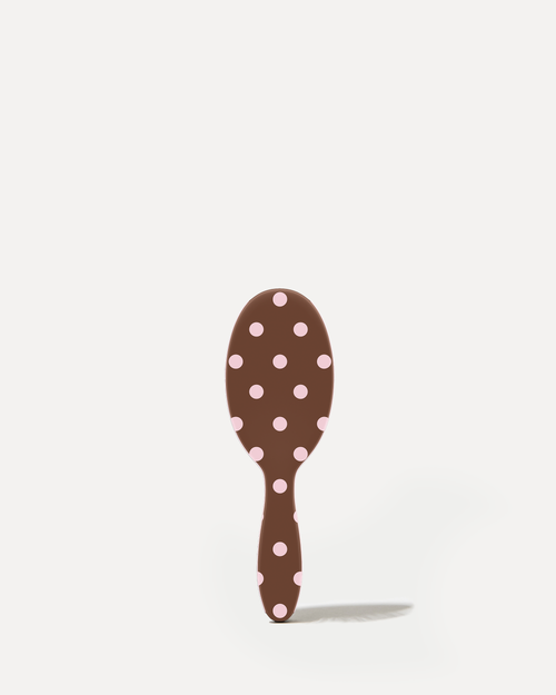 Mini Polish Brush - Pink Dots on Chocolate
