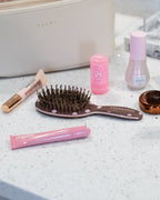 Mini Polish Brush - Pink Dots on Chocolate
