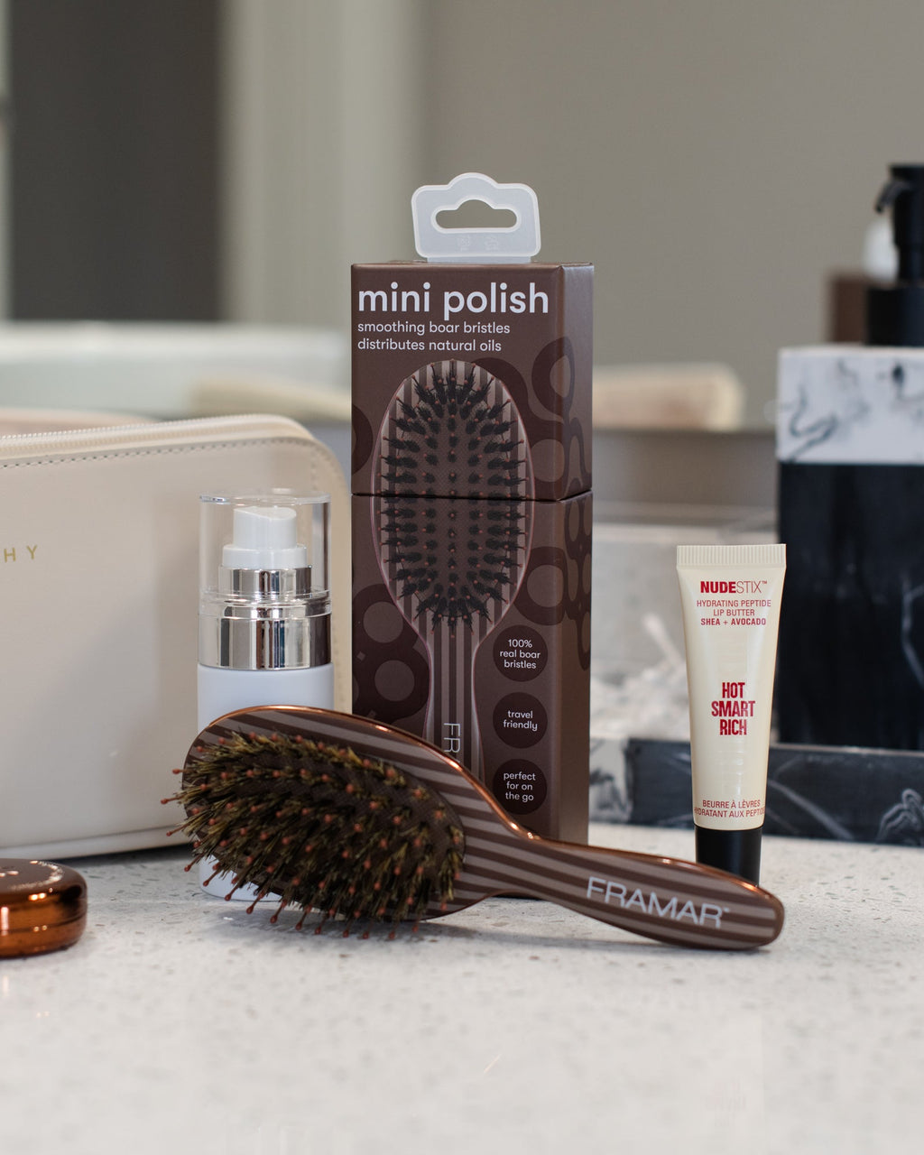 Mini Polish Brush - Chocolate Stripes