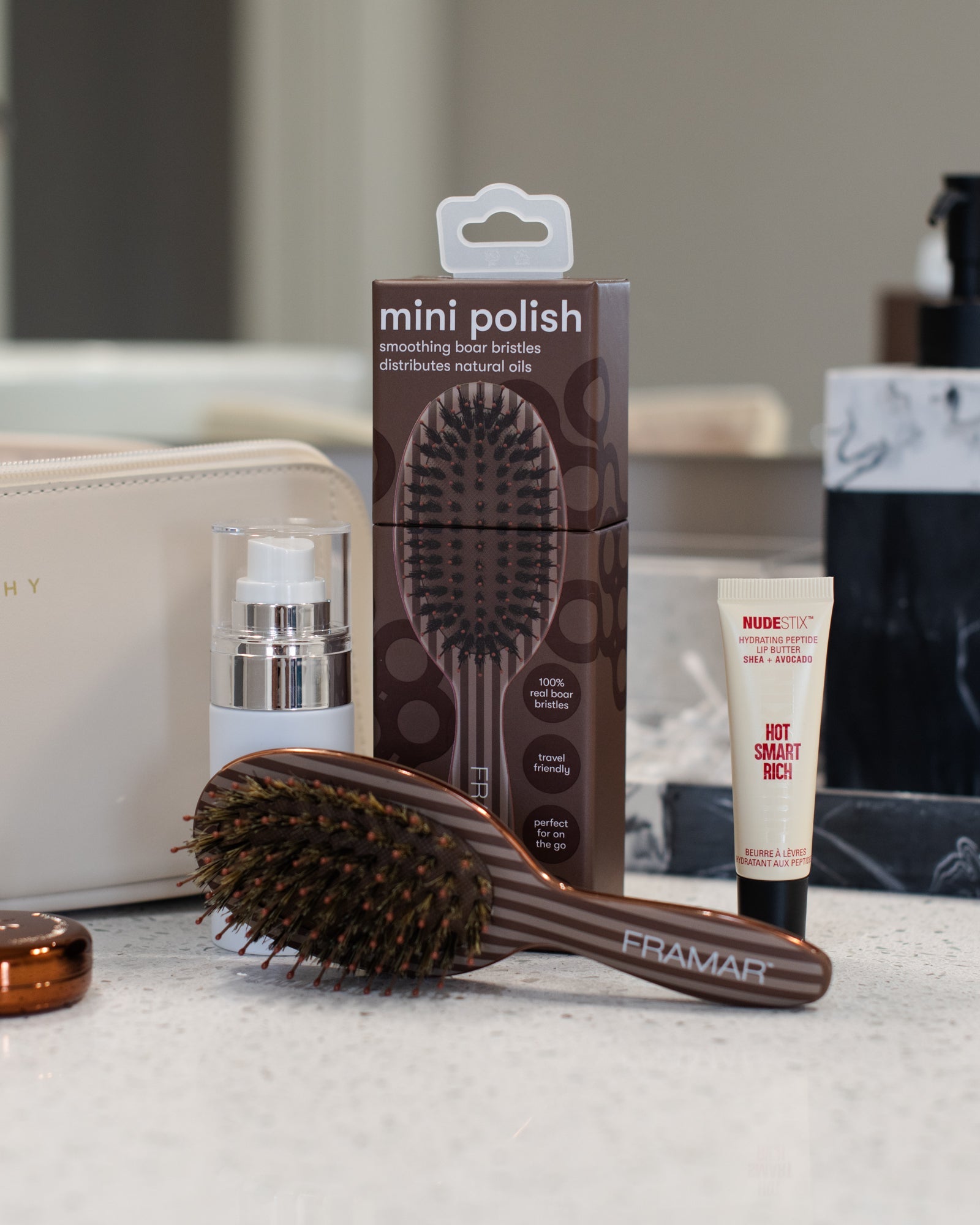 Mini Polish Brush - Chocolate Stripes